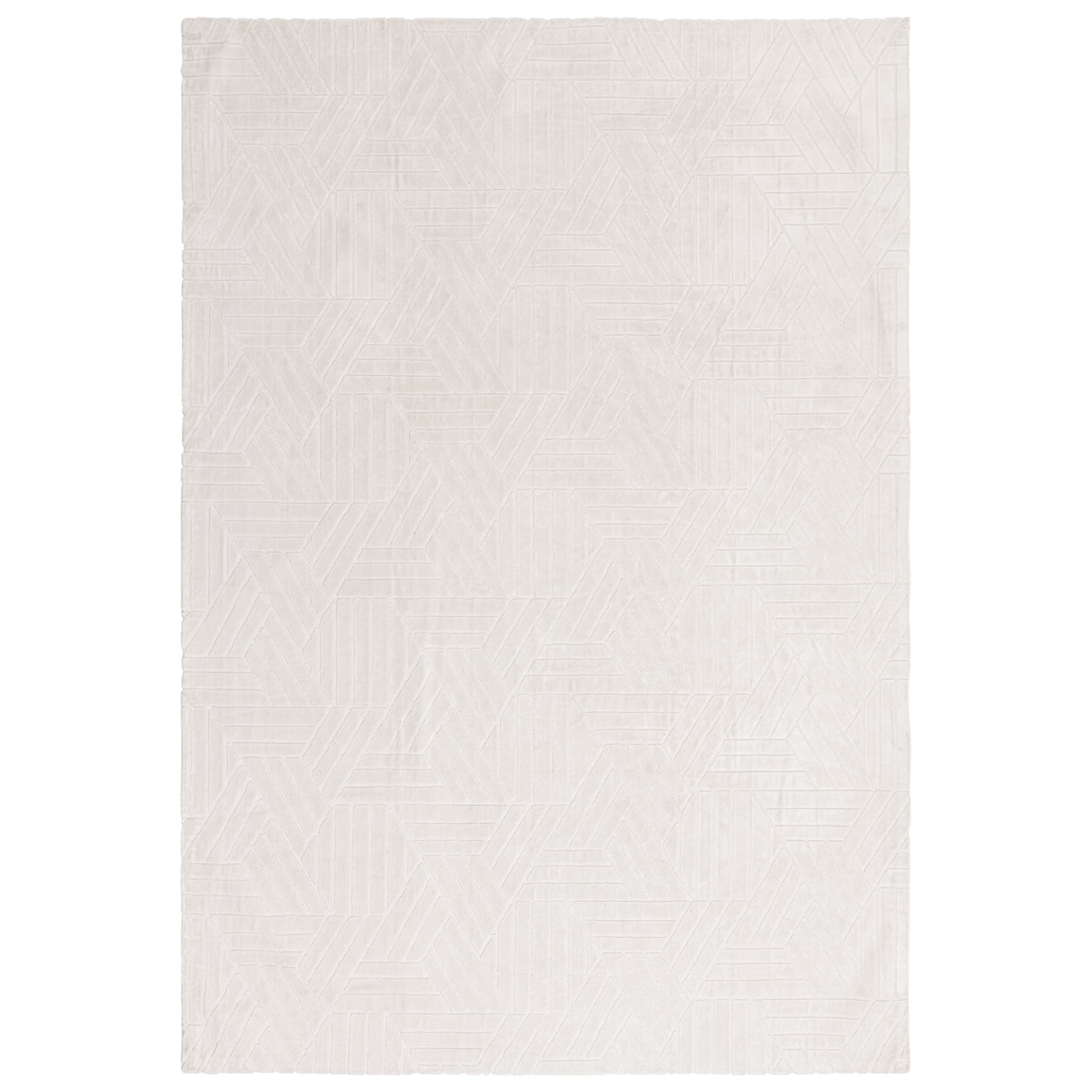 Glaze Fusion Geometric Modern Rugs In Ivory White